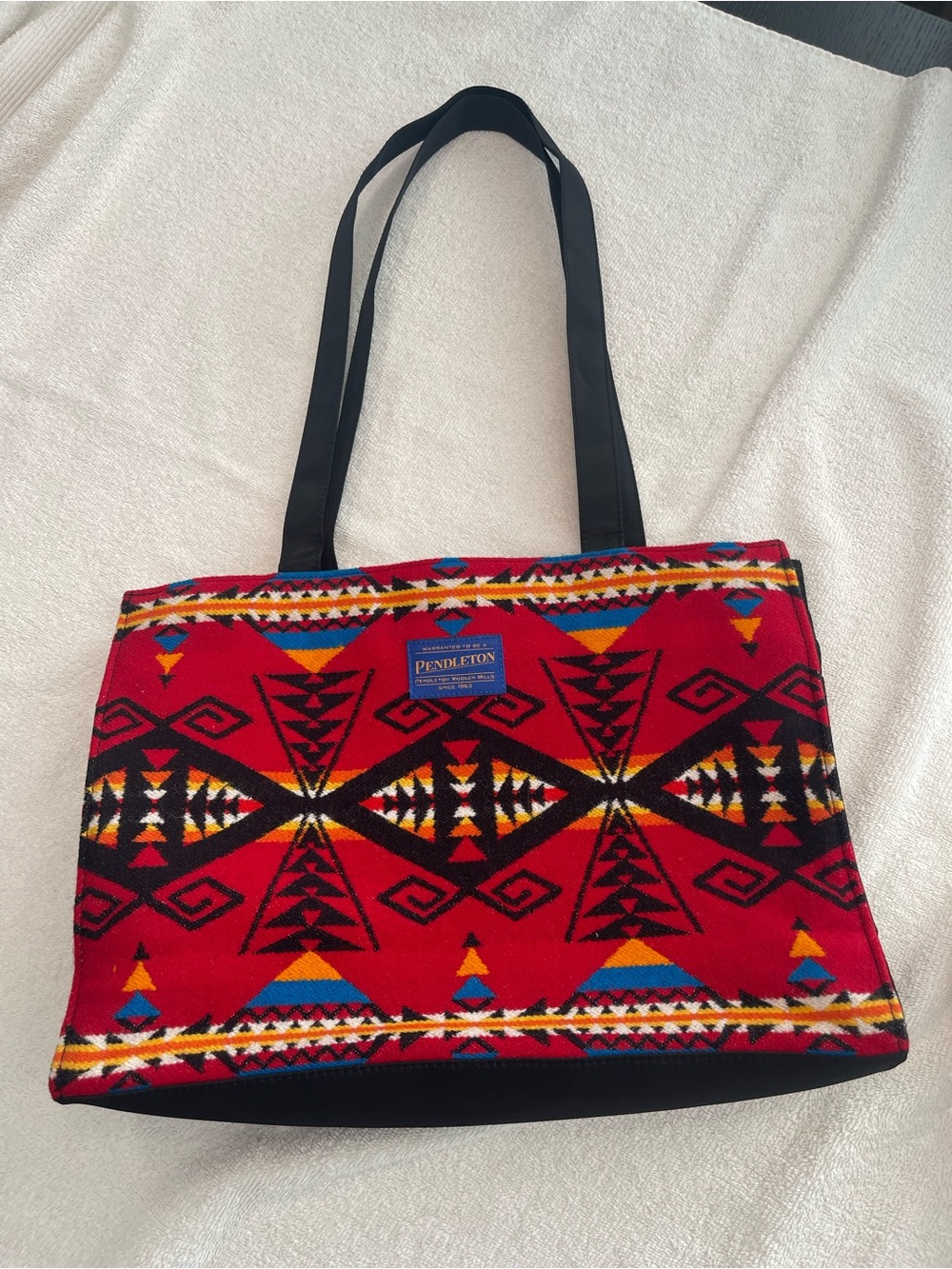 Pendleton Red Southwestern Design Bag with Black Straps
